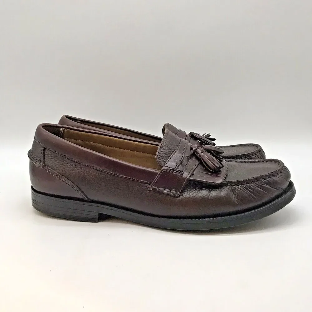Dockers Brown Leather Kiltie Tasseled Loafers Men's 9.5M Slip On Comfort Shoes